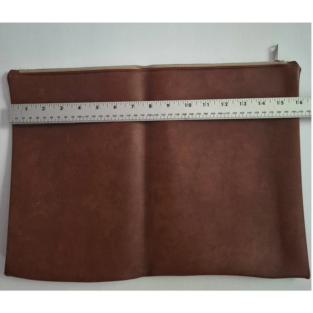 Amway Portfolio Document Holder Bag Brown Faux Leather Zippered Pro Pouch